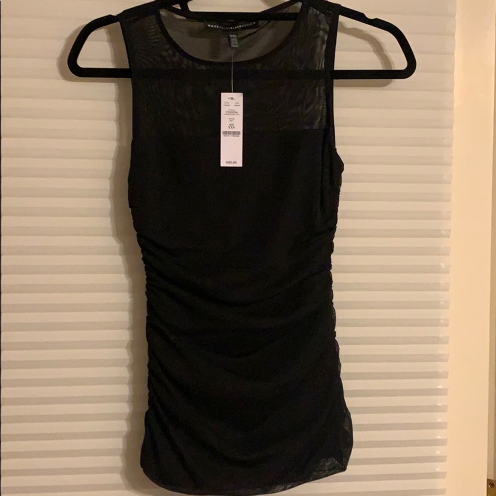 Sleeveless ruched mesh tank